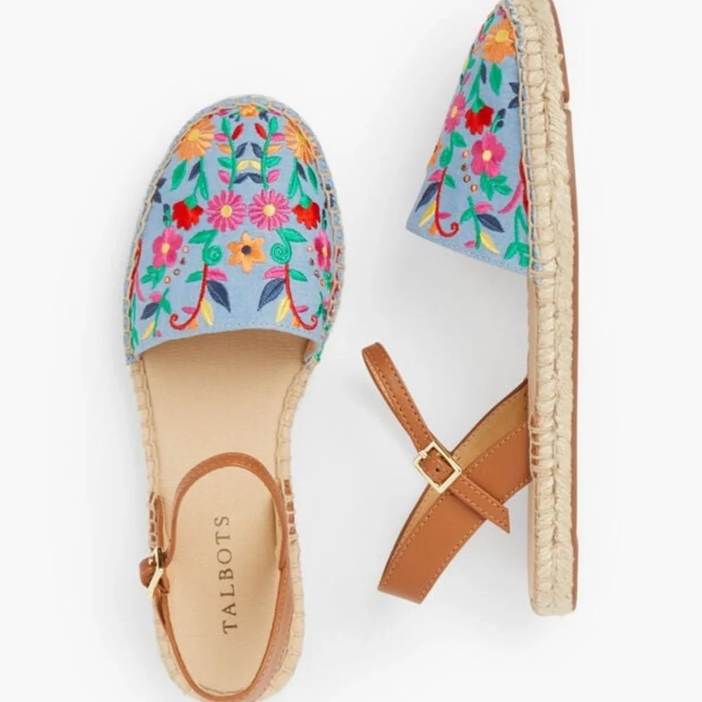 Talbots Izzy D'orsay Espadrille Chambray Closed Toe Sandals‎
